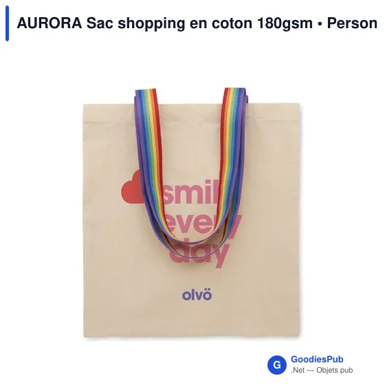 Sac shopping personnalisable AURORA en coton 180gsm avec logo - Image 3