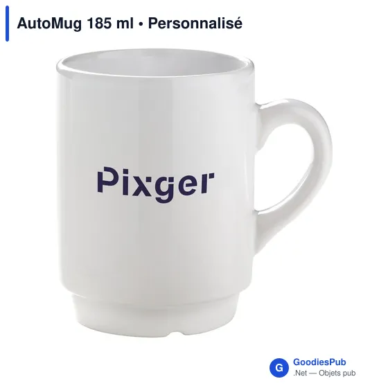Mug empilable personnalisable en céramique - AutoMug 185 mlavec logo - Image 1