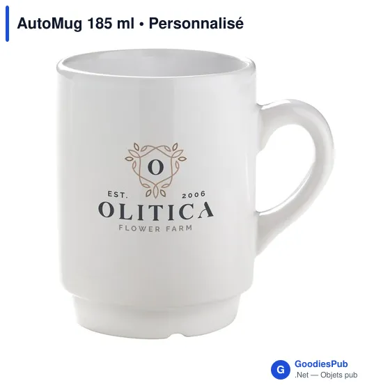 Mug empilable personnalisable en céramique - AutoMug 185 mlavec logo - Image 4