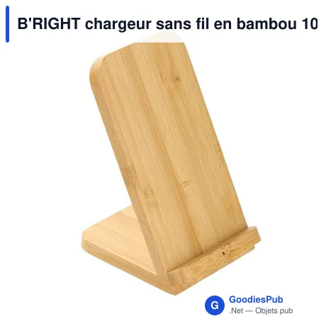 B'RIGHT chargeur sans fil en bambou 10W, support pour téléphone | Wilder