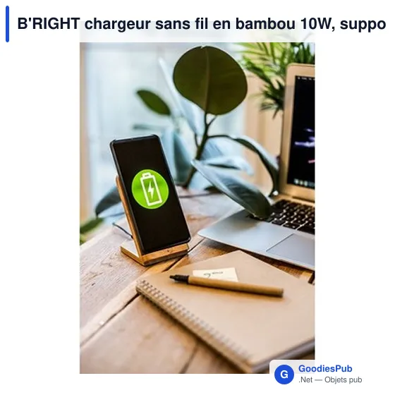 B'RIGHT chargeur sans fil en bambou 10W, support pour téléphone | Wilder - Image 2