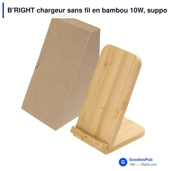 B'RIGHT chargeur sans fil en bambou 10W, support pour téléphone | Wilder - Image 11