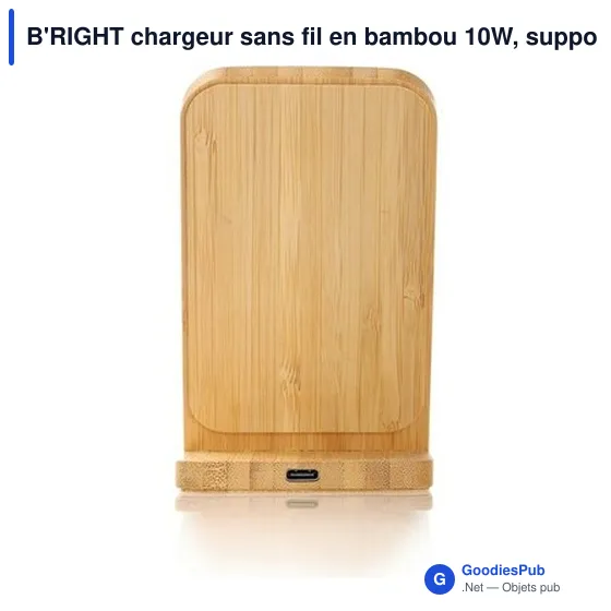 B'RIGHT chargeur sans fil en bambou 10W, support pour téléphone | Wilder - Image 12