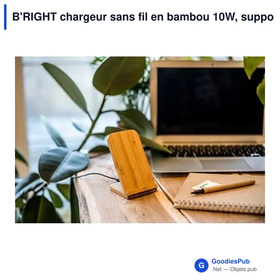B'RIGHT chargeur sans fil en bambou 10W, support pour téléphone | Wilder - Image 3
