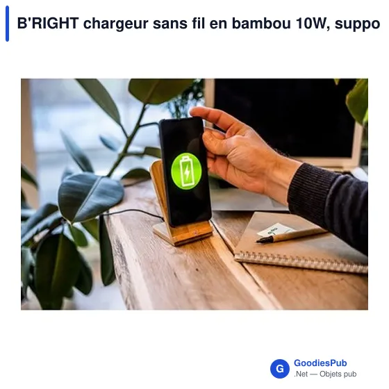 B'RIGHT chargeur sans fil en bambou 10W, support pour téléphone | Wilder - Image 4