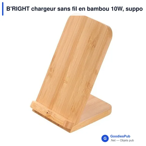 B'RIGHT chargeur sans fil en bambou 10W, support pour téléphone | Wilder - Image 6