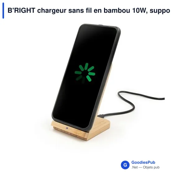 B'RIGHT chargeur sans fil en bambou 10W, support pour téléphone | Wilder - Image 7
