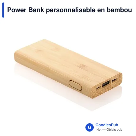 Power Bank personnalisable en bambou 5000 mAh avec logo | Posey