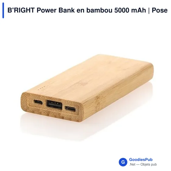 Power Bank personnalisable en bambou 5000 mAh avec logo | Posey - Image 5