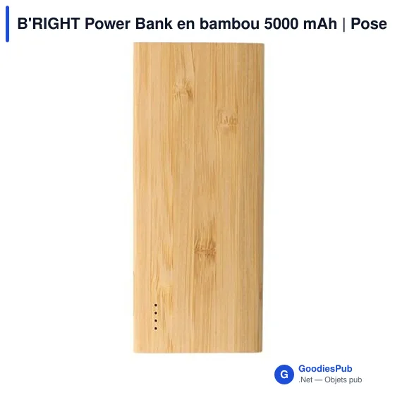 Power Bank personnalisable en bambou 5000 mAh avec logo | Posey - Image 6