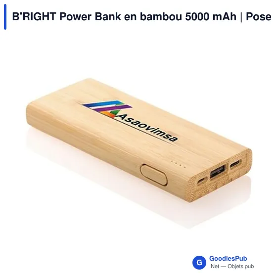 Power Bank personnalisable en bambou 5000 mAh avec logo | Posey - Image 8