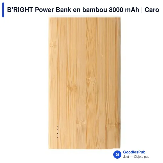 Power Bank personnalisable en bambou 8000 mAh avec logo | Caroline - Image 7
