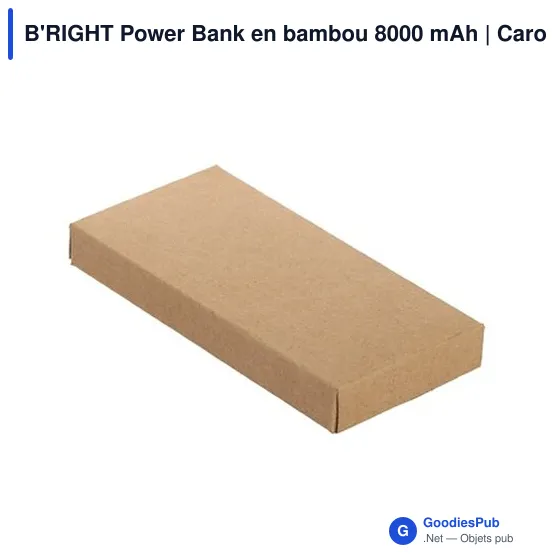 Power Bank personnalisable en bambou 8000 mAh avec logo | Caroline - Image 8