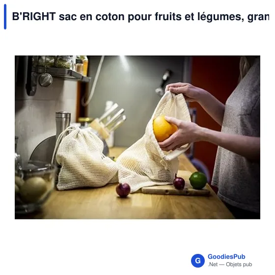 Sac en coton personnalisable B'RIGHT pour fruits et légumes - Brandonavec logo - Image 2