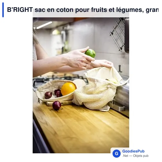 Sac en coton personnalisable B'RIGHT pour fruits et légumes - Brandonavec logo - Image 3