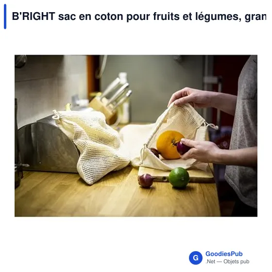 Sac en coton personnalisable B'RIGHT pour fruits et légumes - Brandonavec logo - Image 4