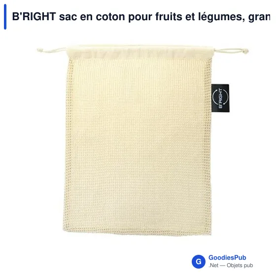 Sac en coton personnalisable B'RIGHT pour fruits et légumes - Brandonavec logo - Image 5