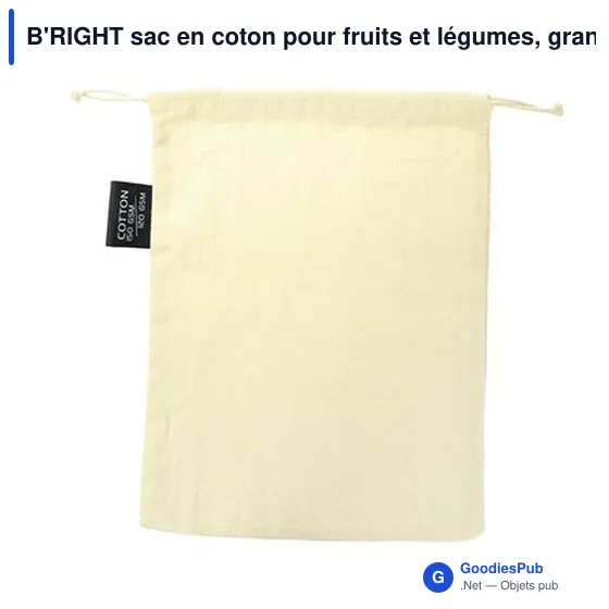 Sac en coton personnalisable B'RIGHT pour fruits et légumes - Brandonavec logo - Image 6