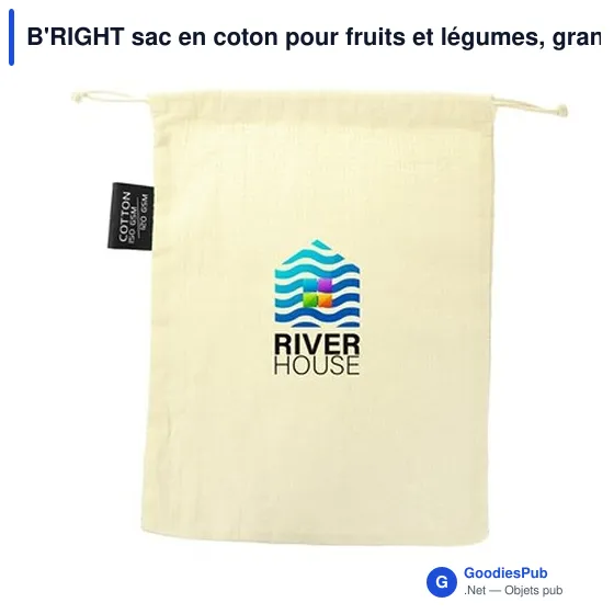 Sac en coton personnalisable B'RIGHT pour fruits et légumes - Brandonavec logo - Image 7