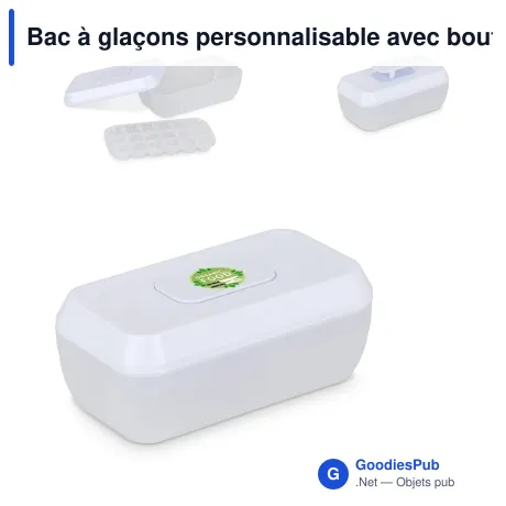Bac à glaçons personnalisable avec bouton poussoir et logo - Push