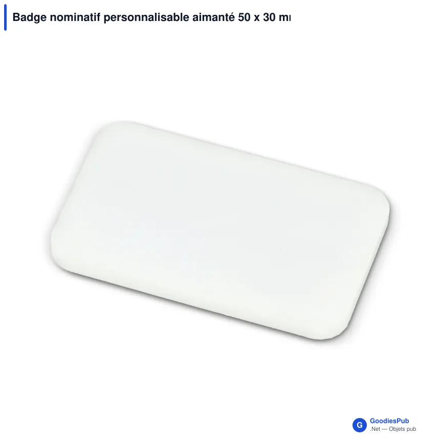 Badge nominatif personnalisable aimanté 50 x 30 mm avec logo - Magnet 50 - Image 2