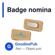 Badge nominatif personnalisable en bambou avec aimant et logo - Bamboo Magnet - Miniature 1