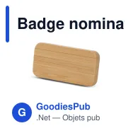 Badge nominatif personnalisable en bambou avec épingle et logo - Bamboo Pin - Miniature 2