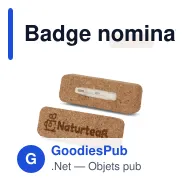 Badge nominatif personnalisable en liège avec épingle et logo - Cork Pin - Miniature 1