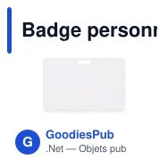 Badge personnalisable pour lanyard - BADSMALLavec logo - Miniature 1