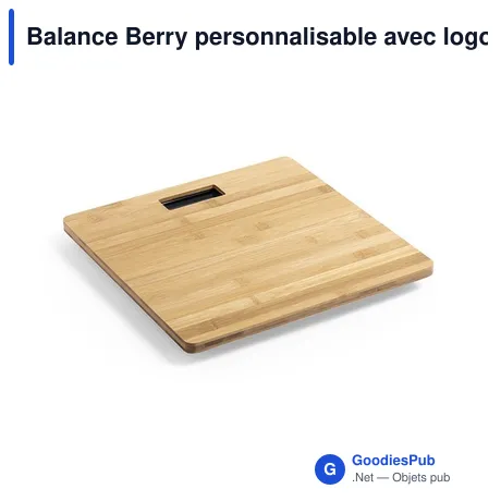 Balance Berry personnalisable avec logo - Pèse personne en bambou