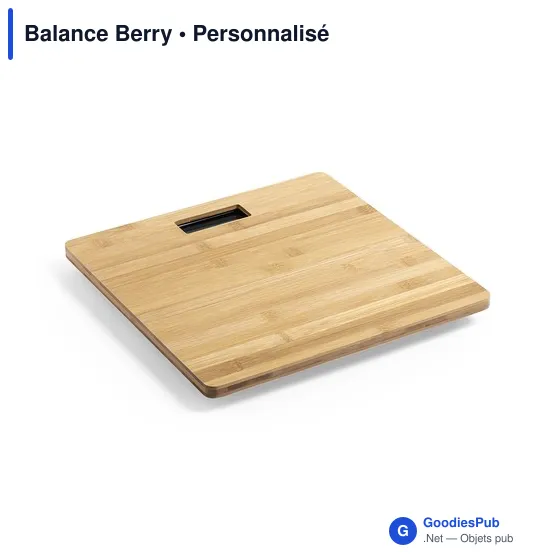 Balance Berry personnalisable avec logo - Pèse personne en bambou - Image 1