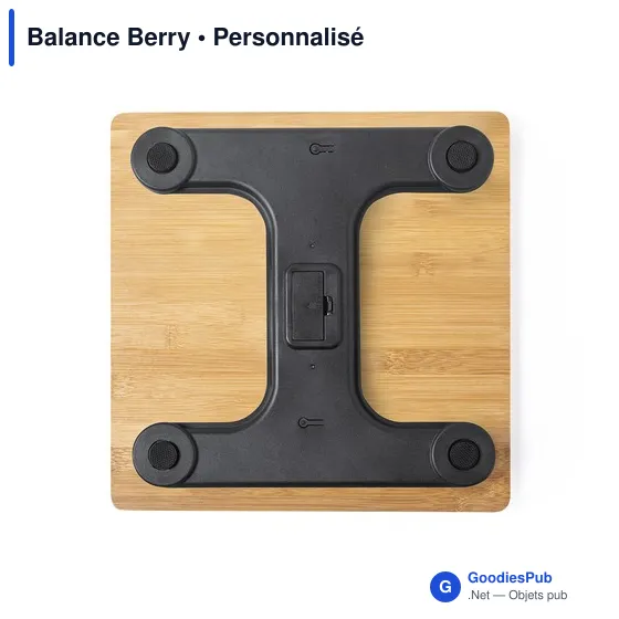 Balance Berry personnalisable avec logo - Pèse personne en bambou - Image 4
