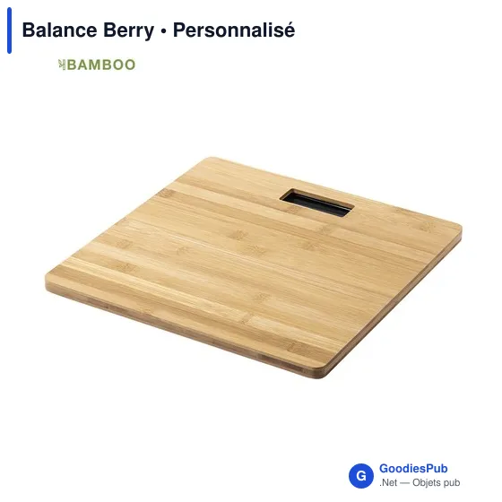 Balance Berry personnalisable avec logo - Pèse personne en bambou - Image 5
