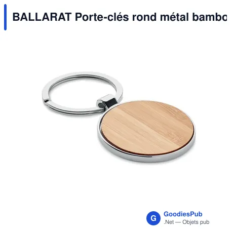 BALLARAT Porte-clés rond métal bambou