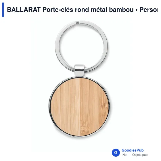 BALLARAT Porte-clés rond métal bambou - Image 3