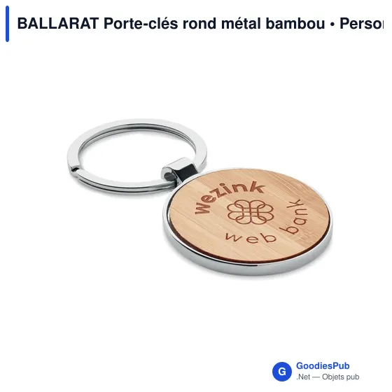 BALLARAT Porte-clés rond métal bambou - Image 4