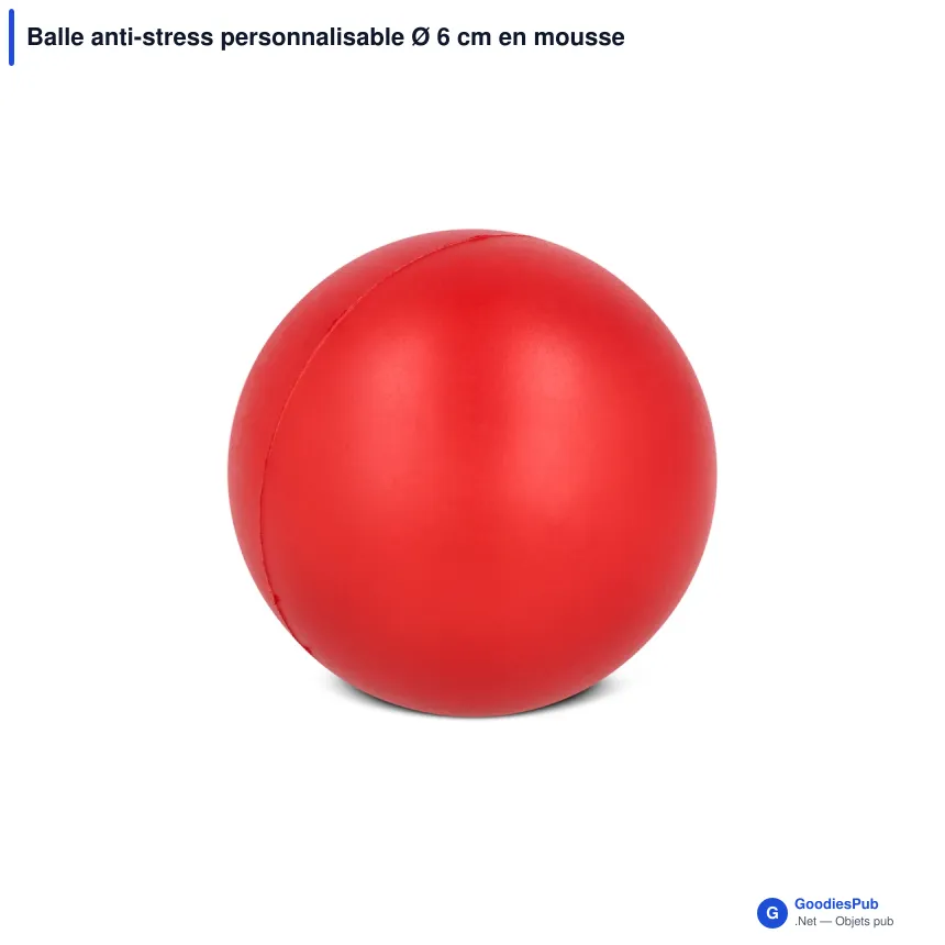Balle anti-stress personnalisable Ø 6 cm en mousse PU avec logo - 8 coloris - Image 2