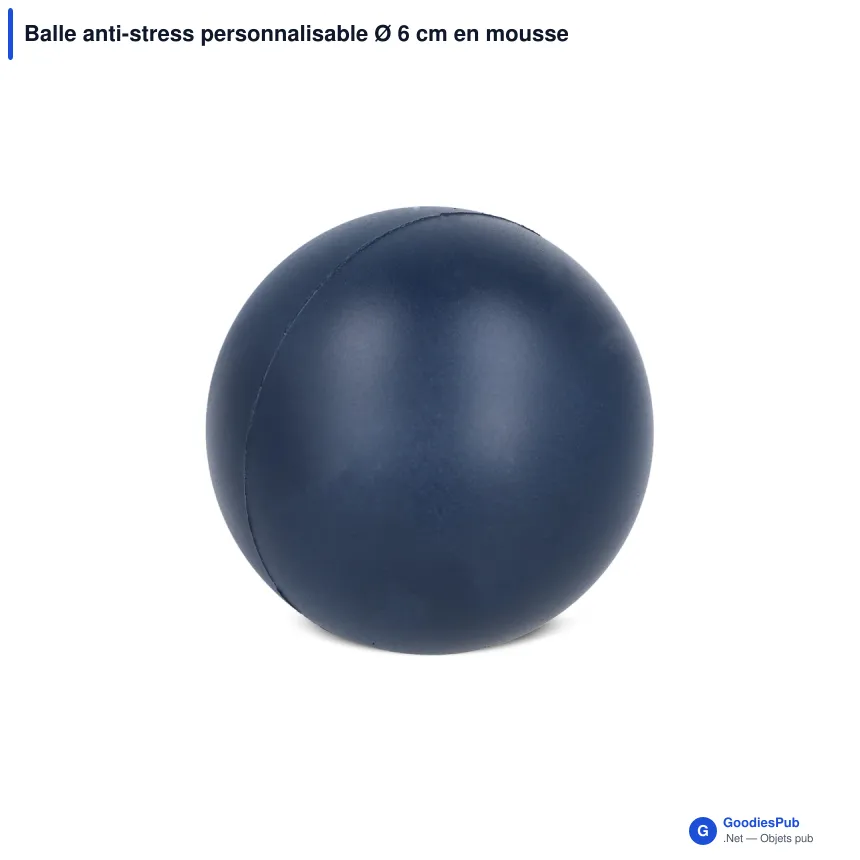 Balle anti-stress personnalisable Ø 6 cm en mousse PU avec logo - 8 coloris - Image 4