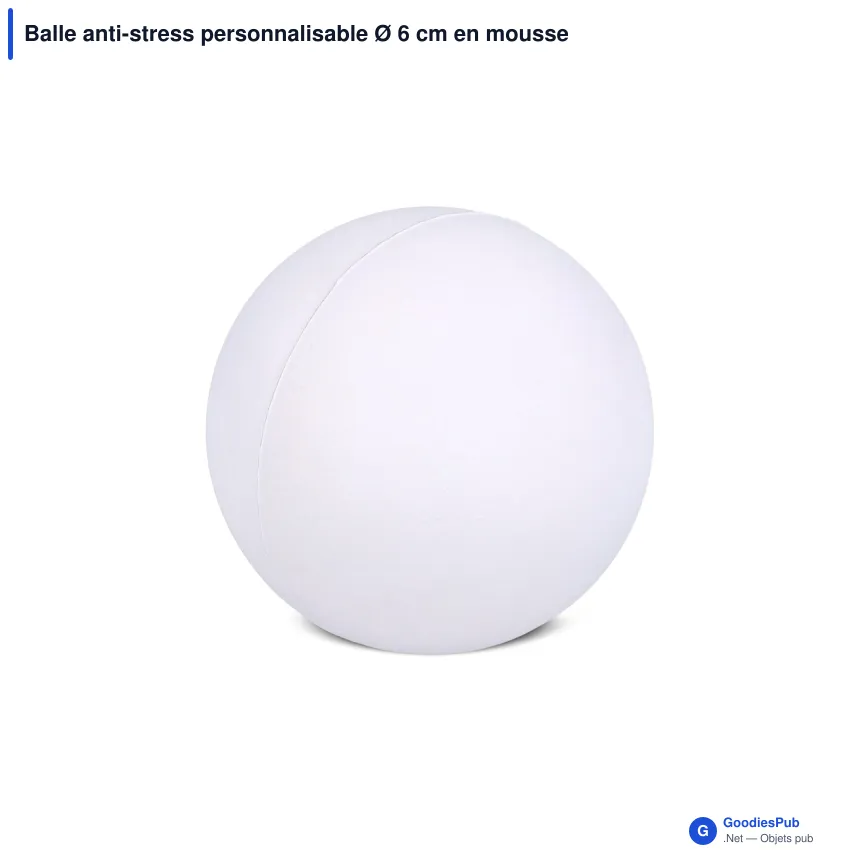 Balle anti-stress personnalisable Ø 6 cm en mousse PU avec logo - 8 coloris - Image 5