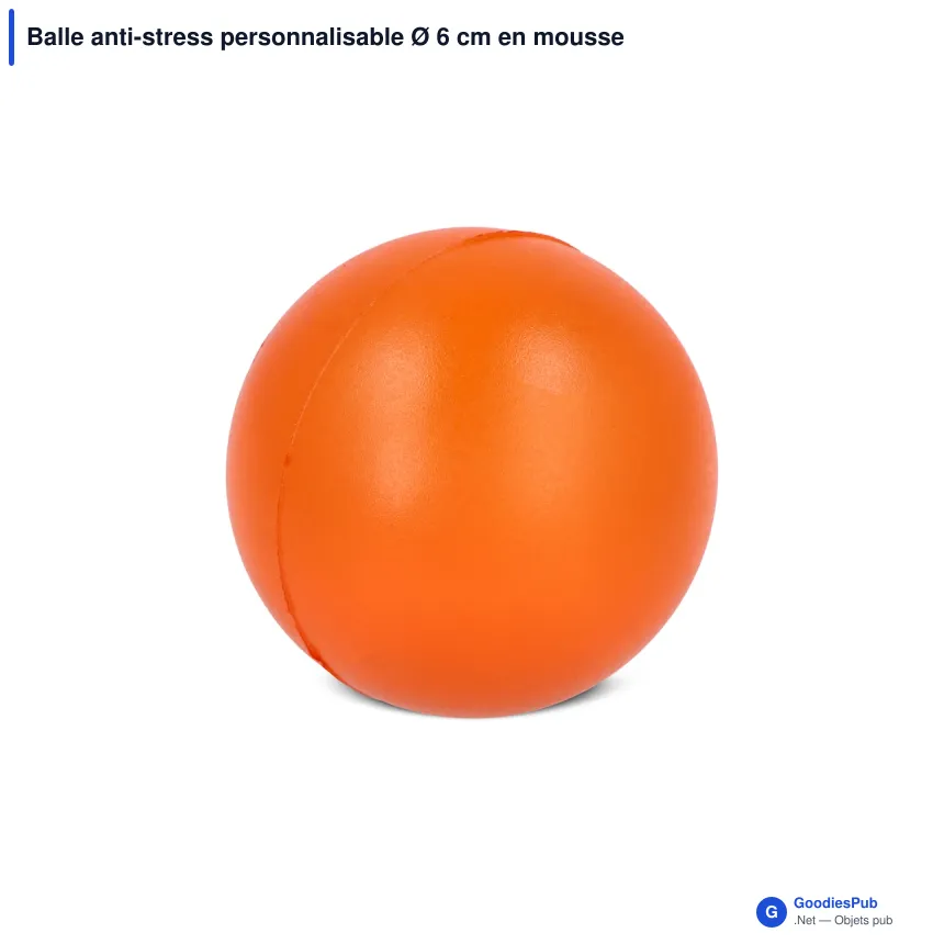 Balle anti-stress personnalisable Ø 6 cm en mousse PU avec logo - 8 coloris - Image 6
