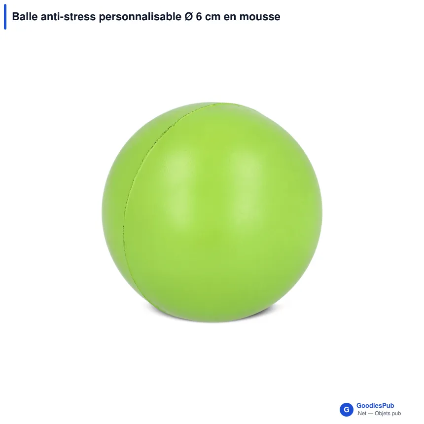 Balle anti-stress personnalisable Ø 6 cm en mousse PU avec logo - 8 coloris - Image 7