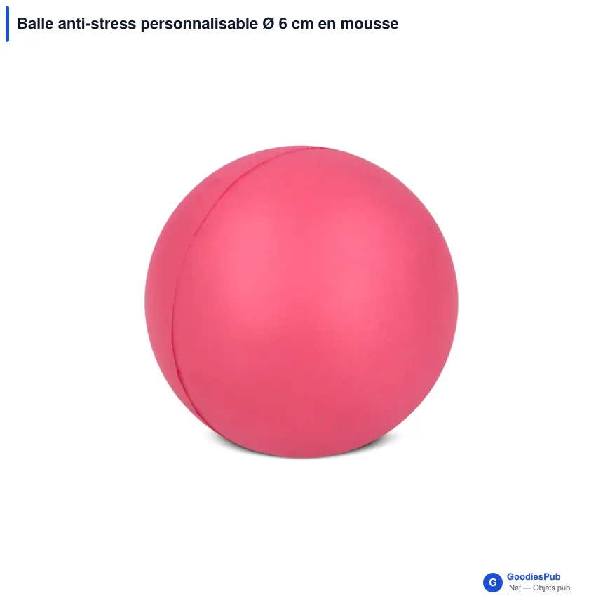 Balle anti-stress personnalisable Ø 6 cm en mousse PU avec logo - 8 coloris - Image 8