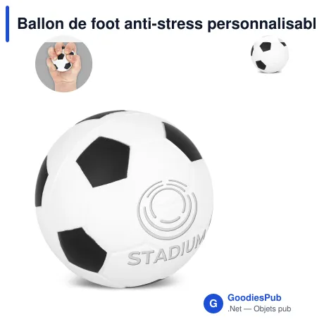 Ballon de foot anti-stress personnalisable Ø 6 cm en mousse PU avec logo - Blanc