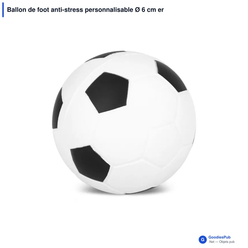 Ballon de foot anti-stress personnalisable Ø 6 cm en mousse PU avec logo - Blanc - Image 2