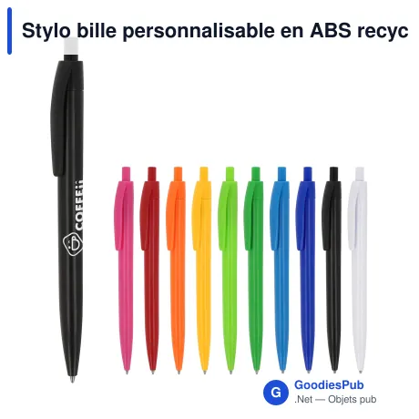 Stylo bille personnalisable en ABS recyclé avec logo - Finn