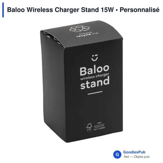 Chargeur sans fil personnalisable Baloo 15W avec logo - Image 2