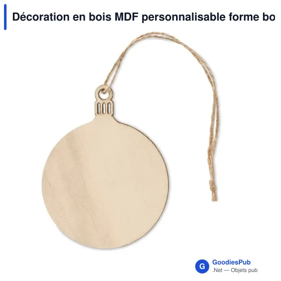 Décoration en bois MDF personnalisable forme boule avec logo - Image 1