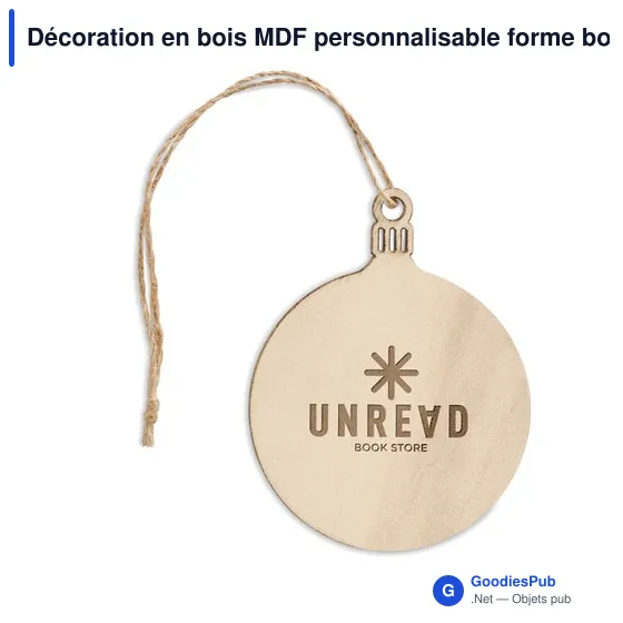 Décoration en bois MDF personnalisable forme boule avec logo - Image 3