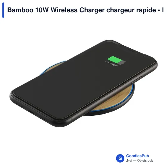 Chargeur sans fil personnalisable 10W pour logo - Bamboo - Image 1