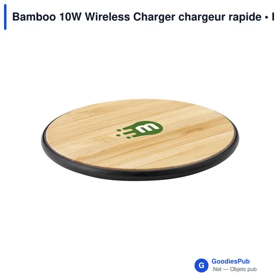 Chargeur sans fil personnalisable 10W pour logo - Bamboo - Image 2